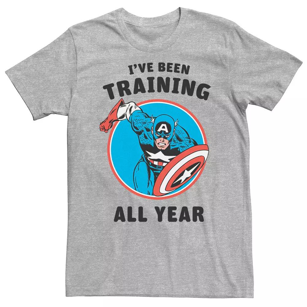 Men's Marvel Avengers Captain America I've Been Training All Year Tee, Size: XXL, Athletic Grey Product Image