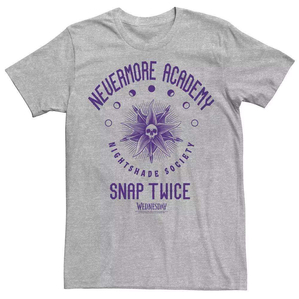 Men's Wednesday Nevermore Academy Snap Twice Logo Tee,  Product Image