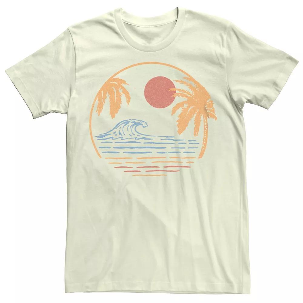 Men's Beach Palm Trees Wave Circle Graphic Tee,  Product Image