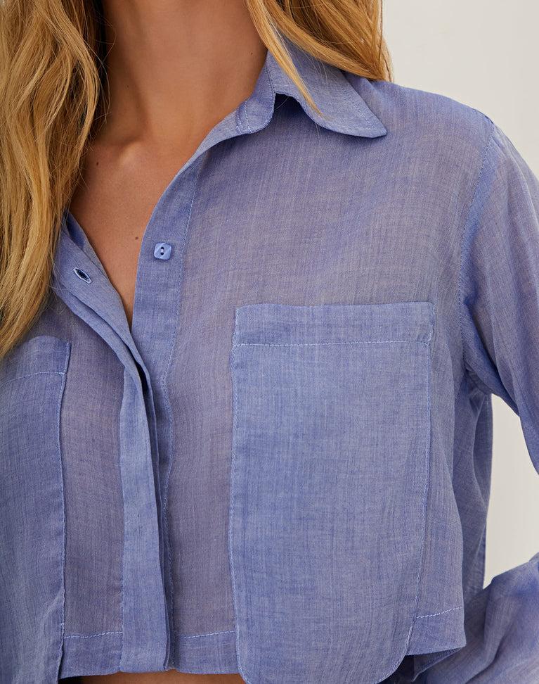 Cassia Cropped Blouse - Sapphire Product Image