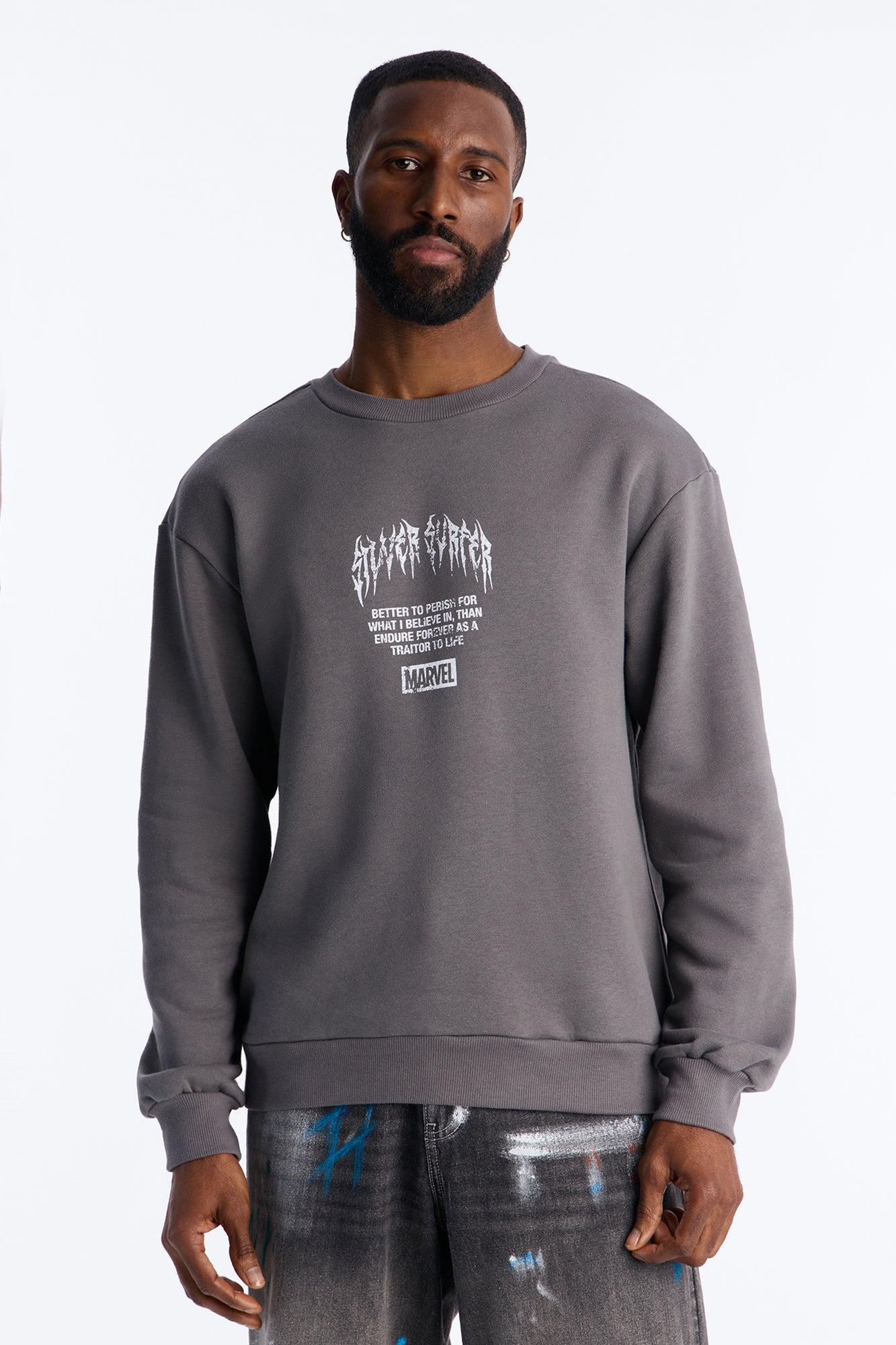 Marvel Silver Surfer Better To Perish Crew Neck Sweatshirt - Charcoal Product Image