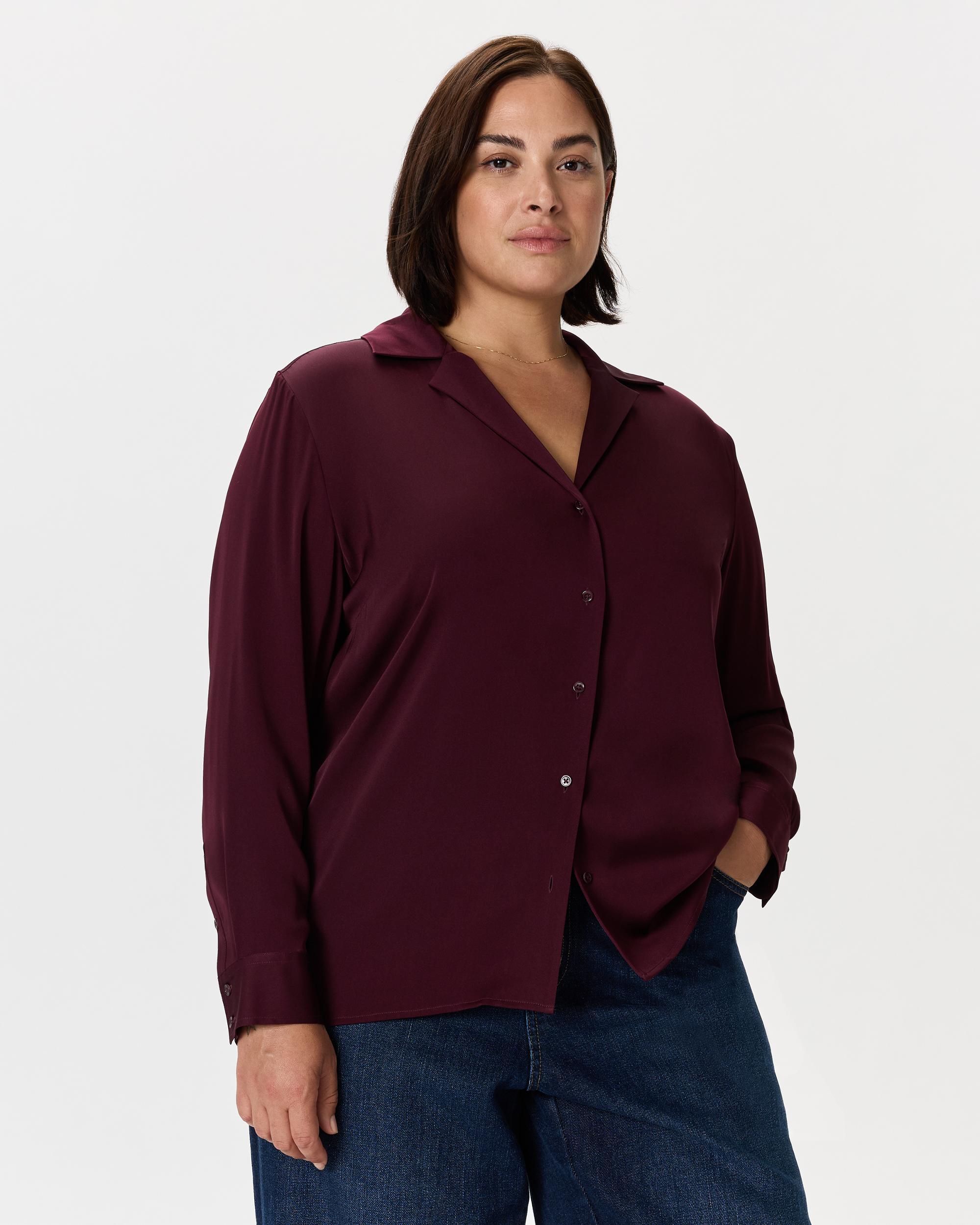 Quince | Women's Washable Stretch Silk Notch Collar Blouse Product Image