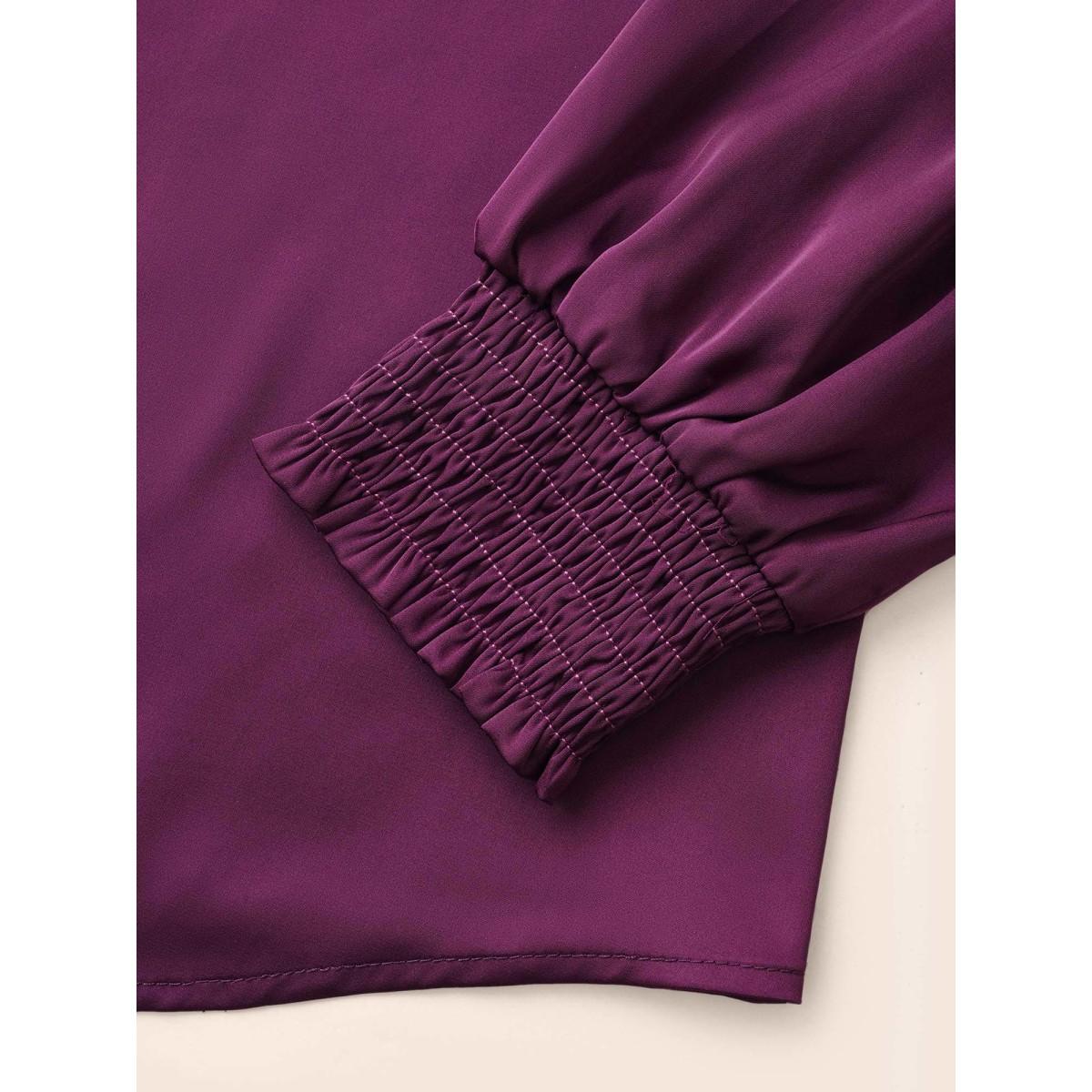 Plus Size Deeppurplered Regal Lotus Neckline Cuff Sleeves Blouse Women Elegant Long Sleeve Notched collar Everyday Blouses BloomChic 10/M Product Image