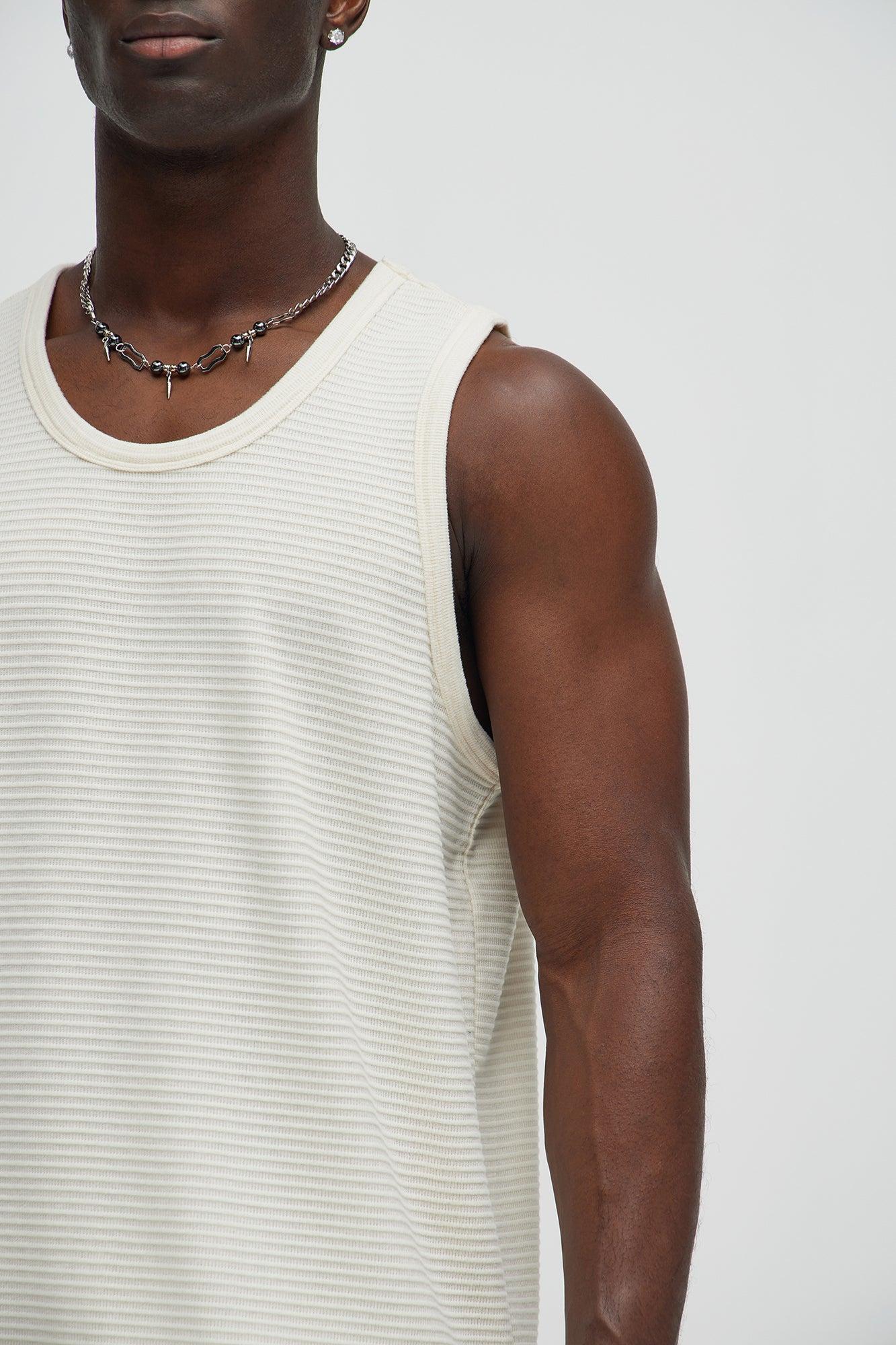 Athens Rib Textured Relaxed Tank - Cream Product Image