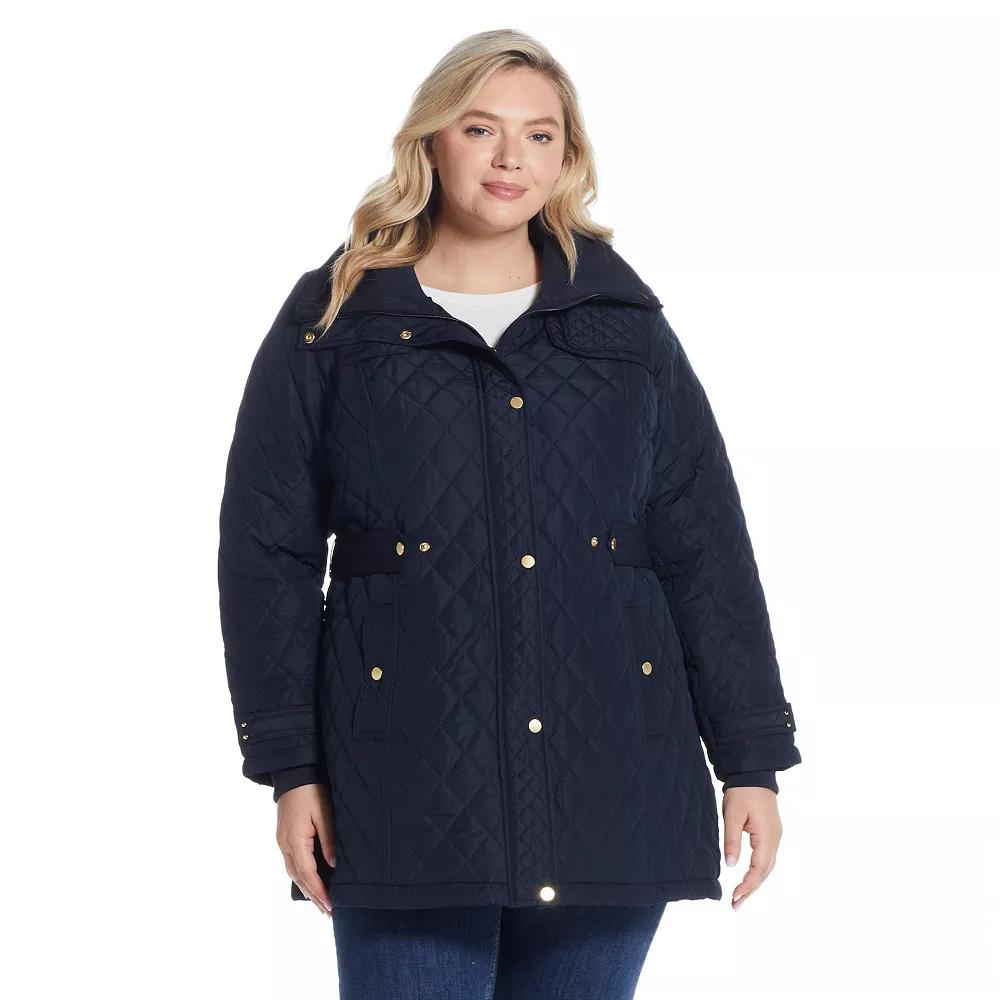 Plus Size Weathercast Hood Quilted Walker Jacket, Women's, Size: 1XL, Blue Product Image