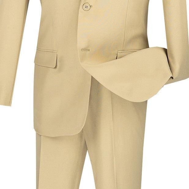 (42R) Beige Slim Fit Men's 2 Piece Business Suit 2 Button Male Product Image
