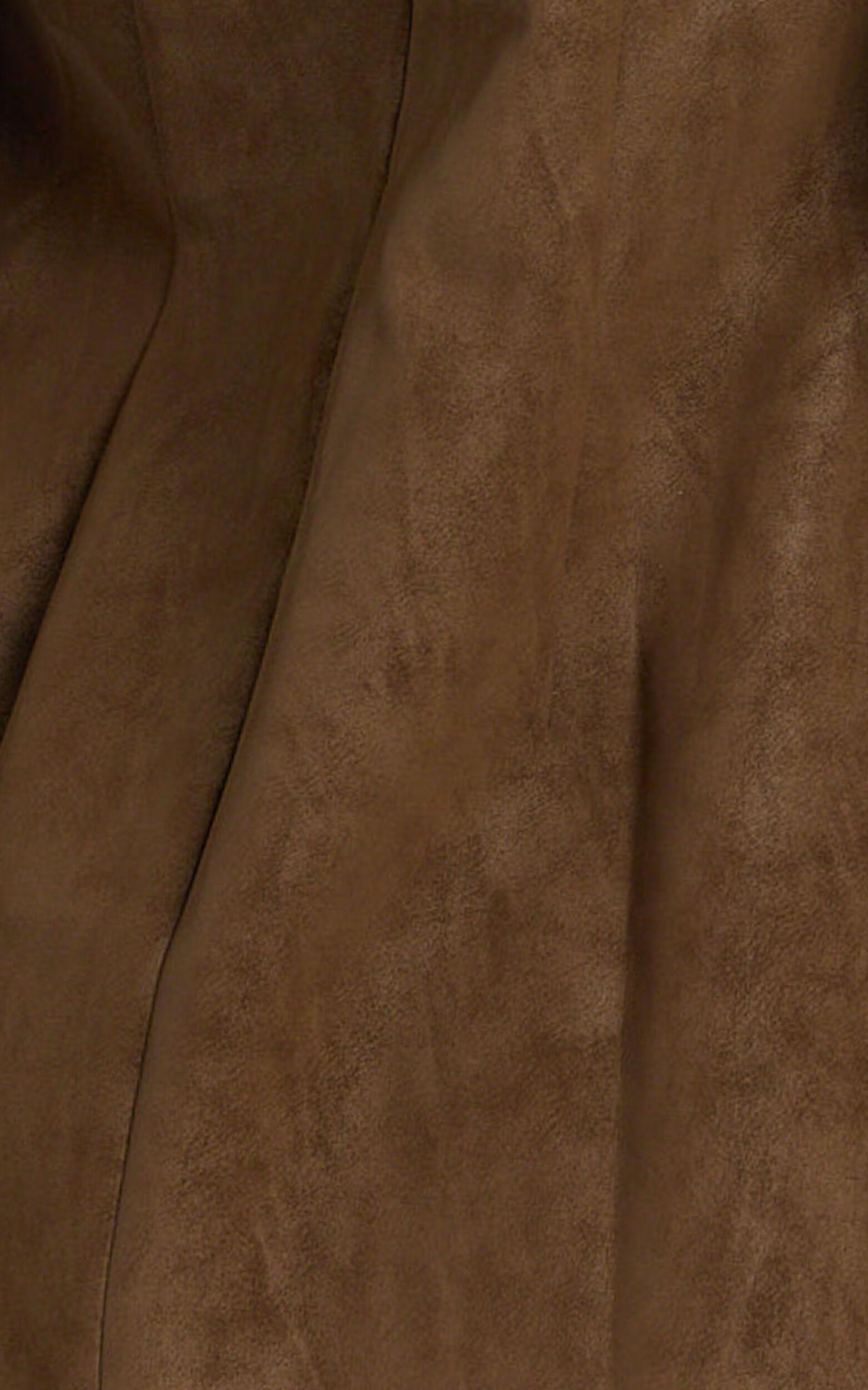 Gretchen Blazer - Slim Fitting Single Breasted Faux Suede Blazer in Brown Product Image