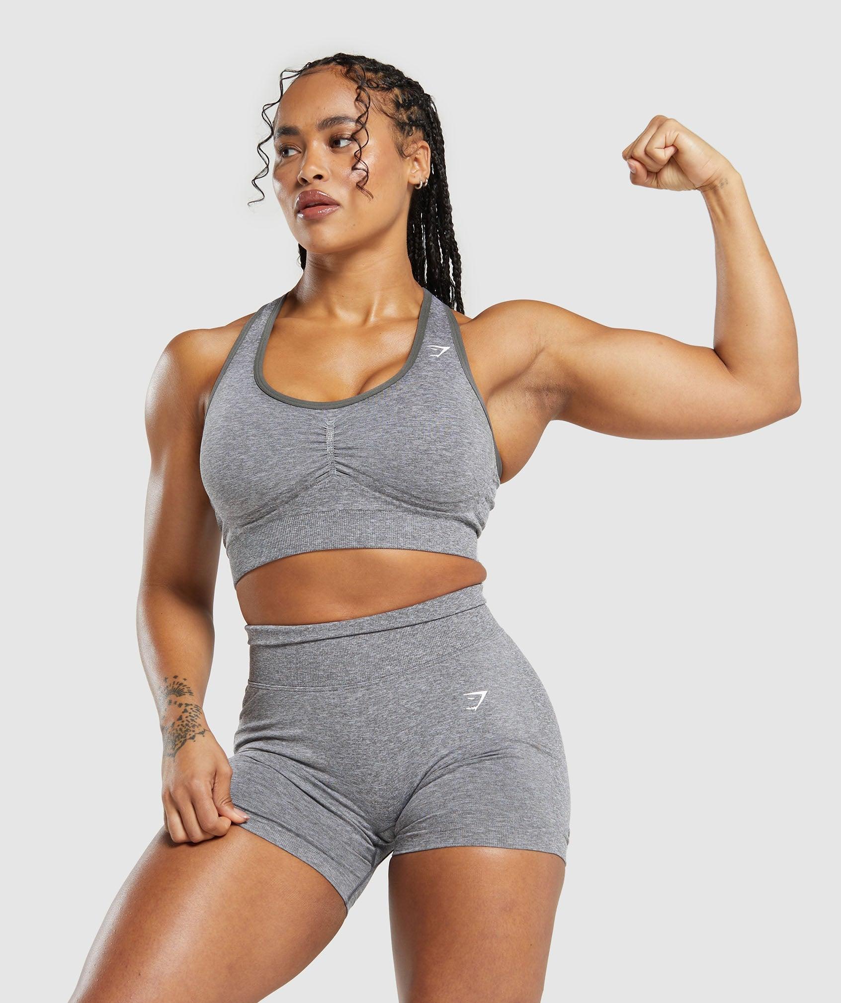 Gymshark Lift Seamless Sports Bra - Brushed Grey/White Marl Female Product Image
