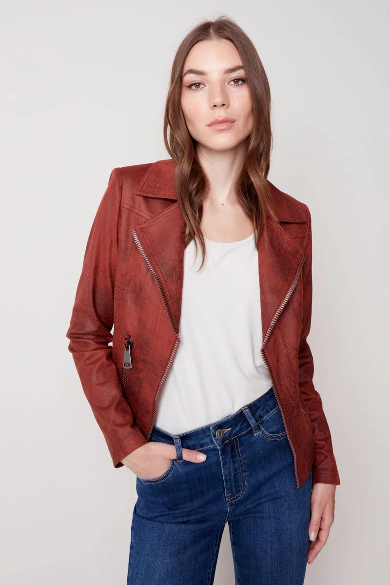 Vintage Faux Leather Perfecto Jacket Orchid Product Image