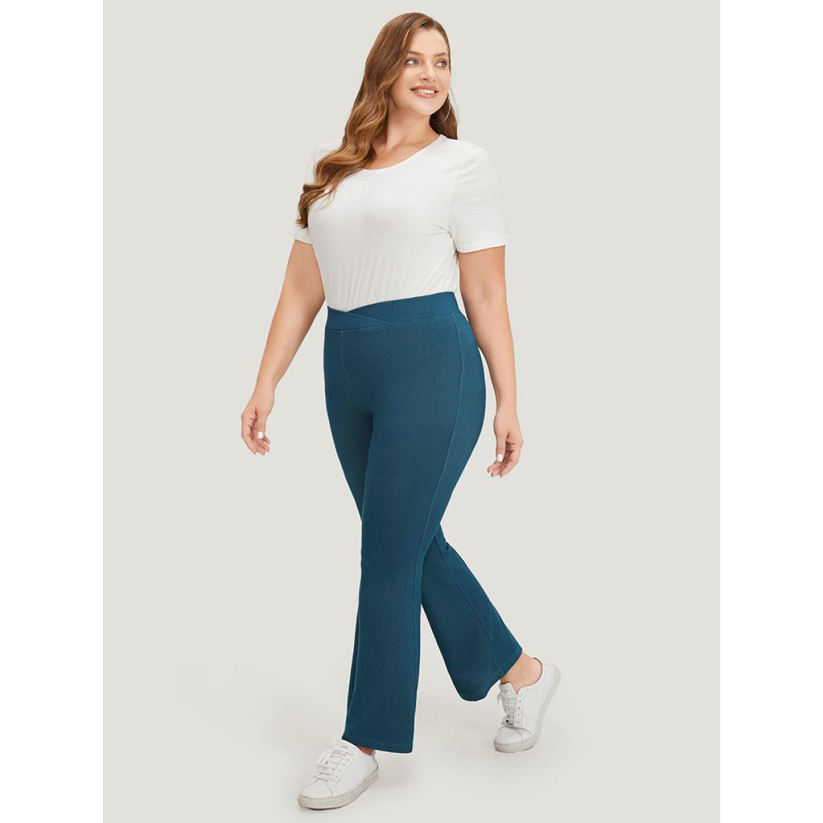 Plus Size Supersoft Essentials Solid High Rise Moderately Stretchy Jeans Women Blue Casual Plain Plain Medium stretch Side seam pocket Jeans BloomChic 20/2X Product Image