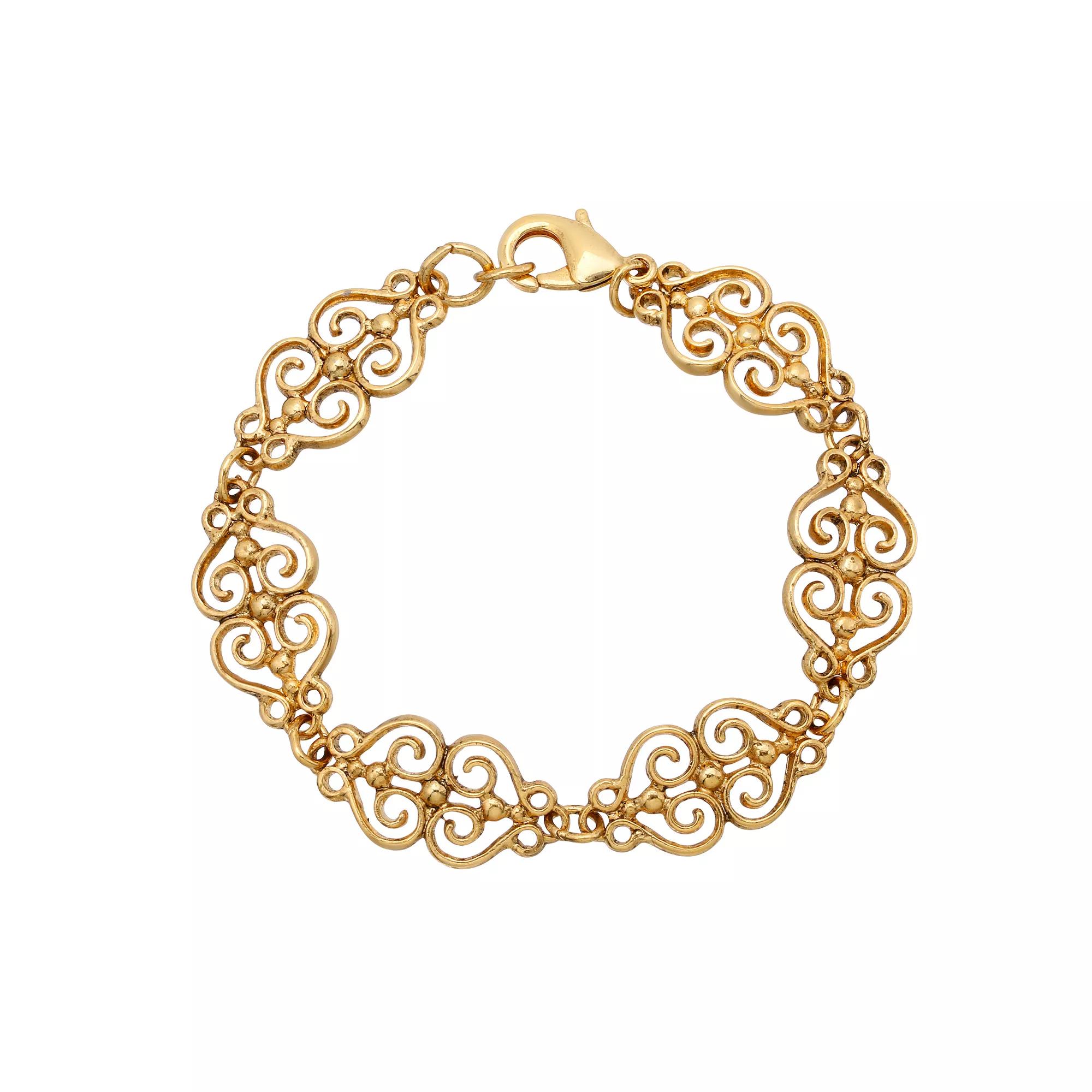 1928 Gold Tone Filigree Bracelet, Womens Product Image