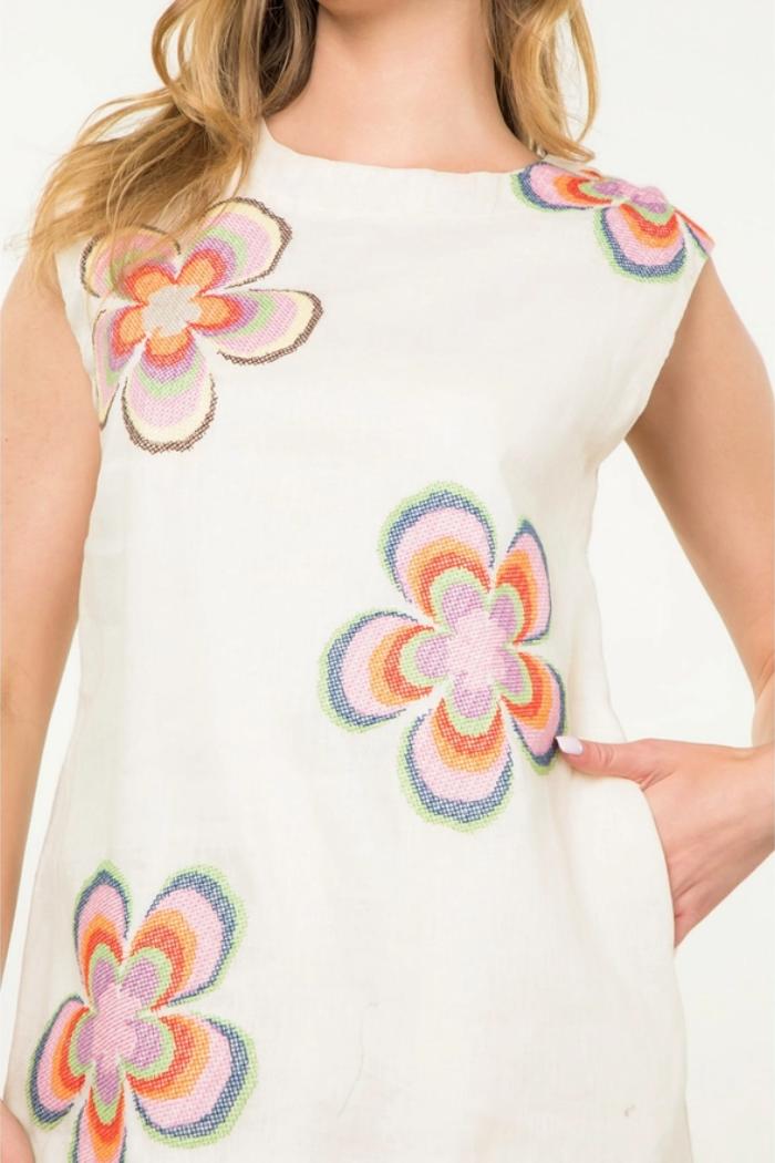 Stacia Sleeveless Flower Embroidered Dress Product Image