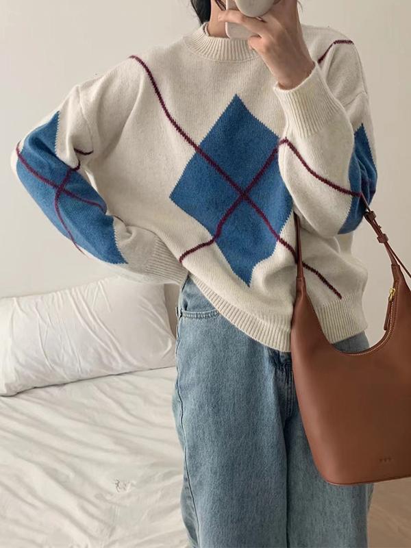 Vintage Argyle Pattern Pullover Sweater Product Image