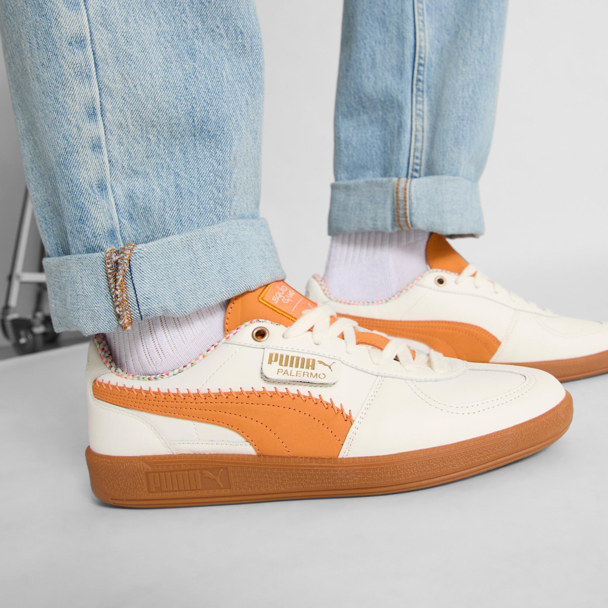 PUMA x SQUID GAME Palermo Men's Sneakers in Warm White/Pumpkin Pie Product Image