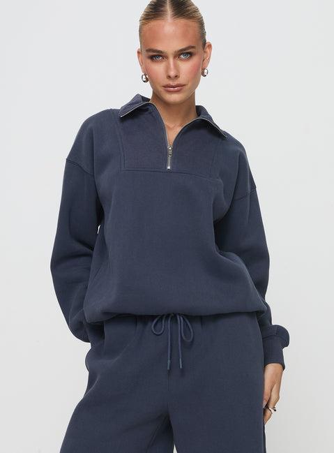 Dream Fleece Quarter Zip Sweatshirt Navy Product Image