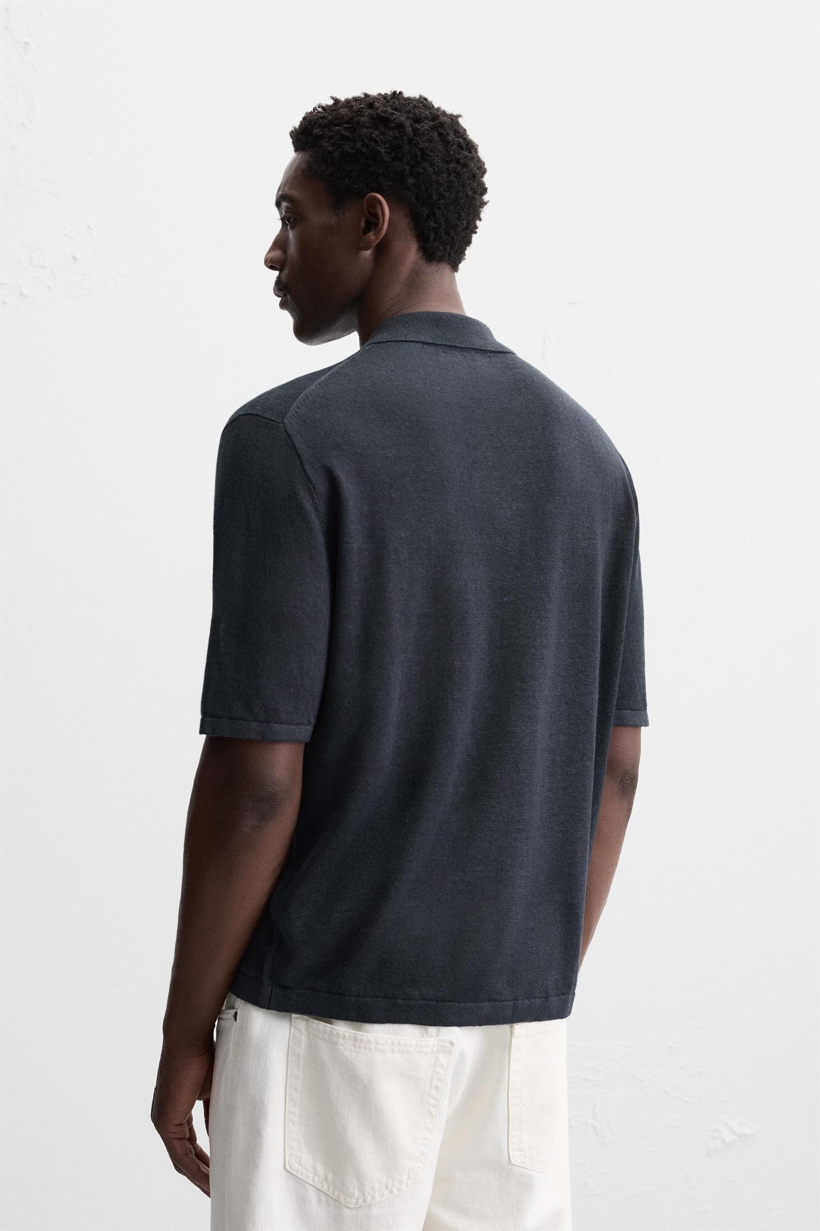 100% HEMP KNIT POLO SHIRT Product Image