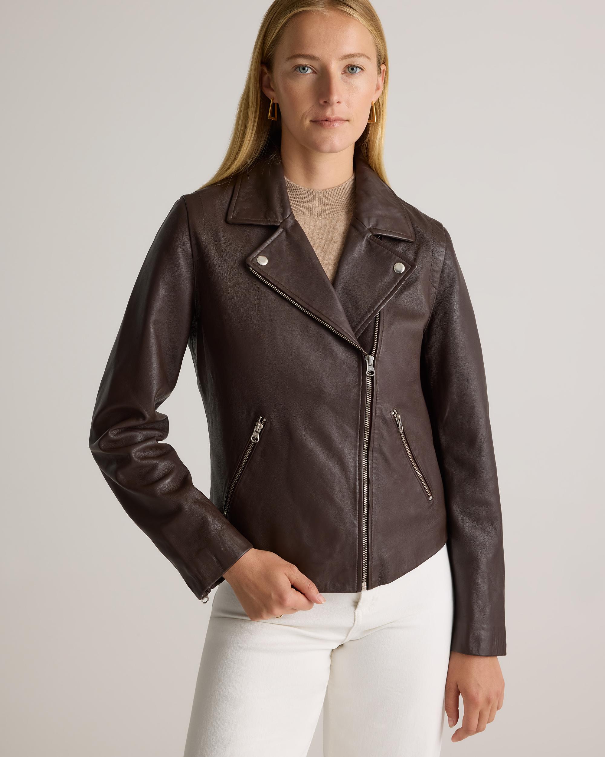 Quince | Women's 100% Washed Leather Biker Jacket Product Image