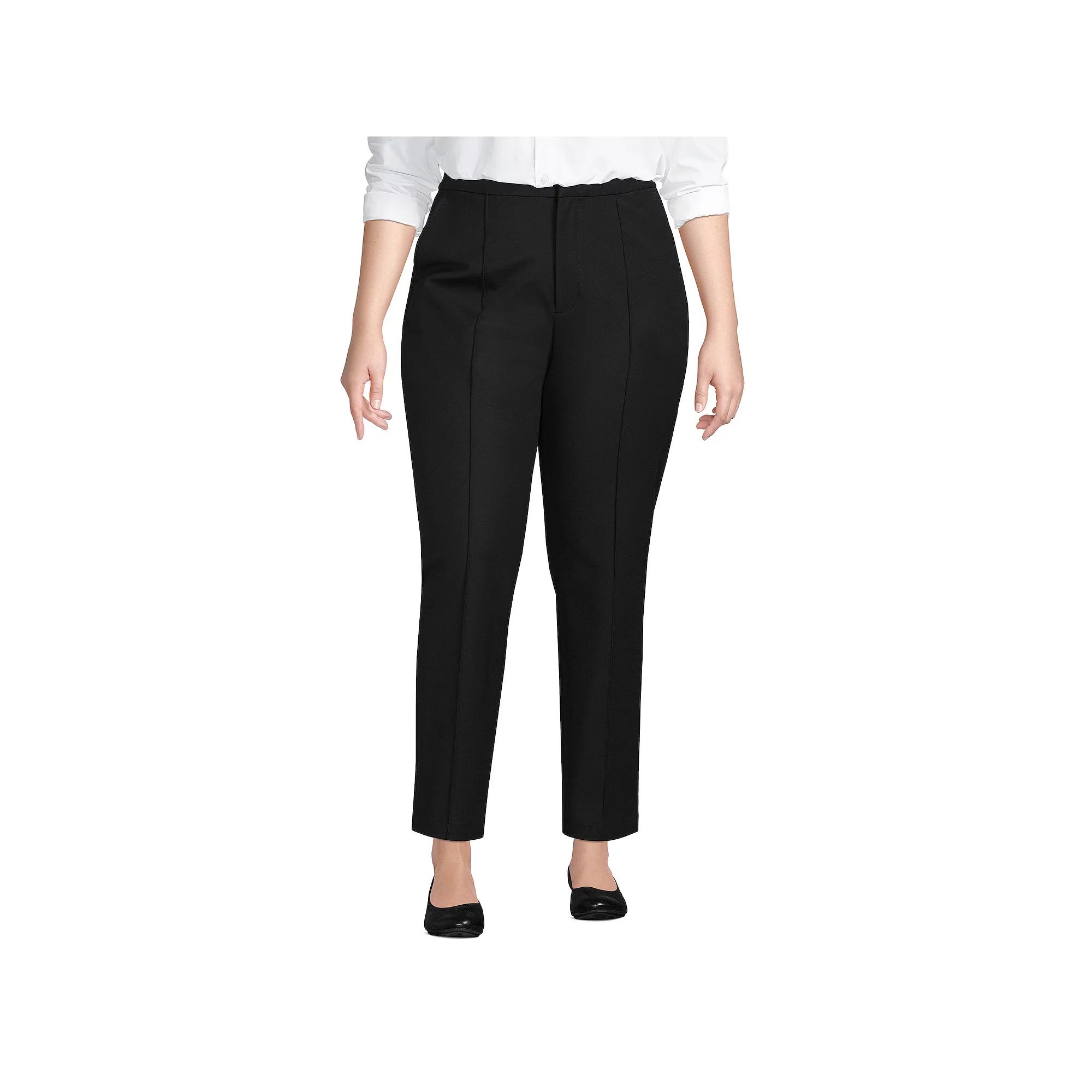 Plus Size Lands' End High-Rise Stretch Pintuck Pencil Ankle Pants, Women's, Size: 16 W, Black Product Image