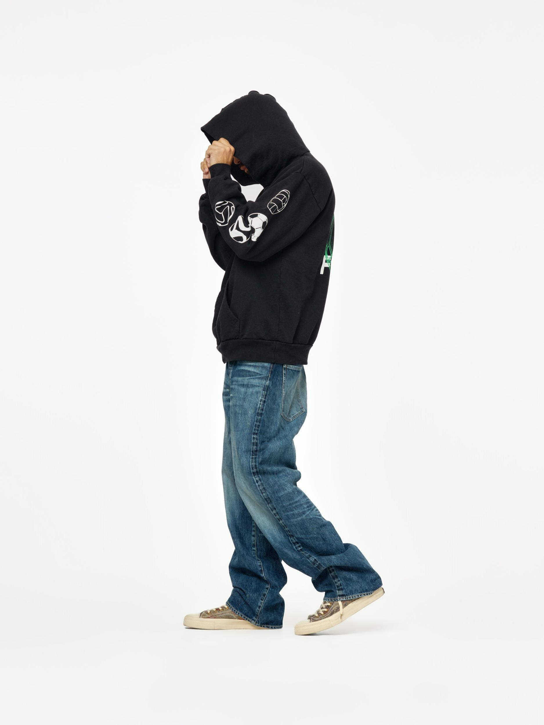 This is a Football Hoodie (Black) Product Image