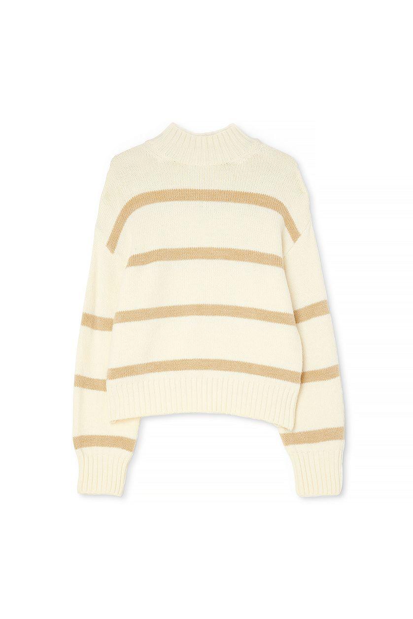 Turtle Neck Knitted Striped Sweater Product Image