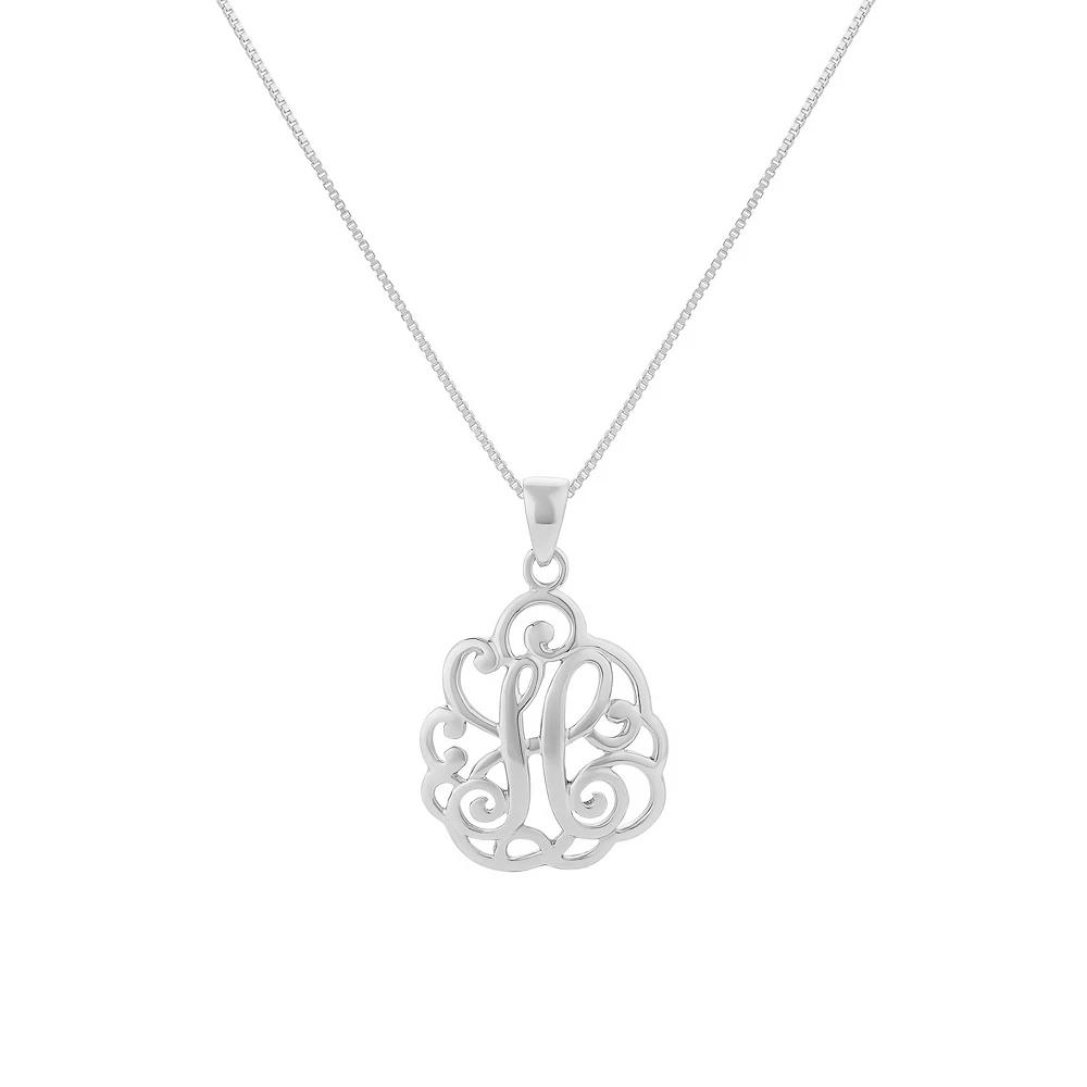 PRIMROSE Sterling Silver Monogram Initial Pendant Necklace, Women's, Size: 18", Silver Tone F Product Image