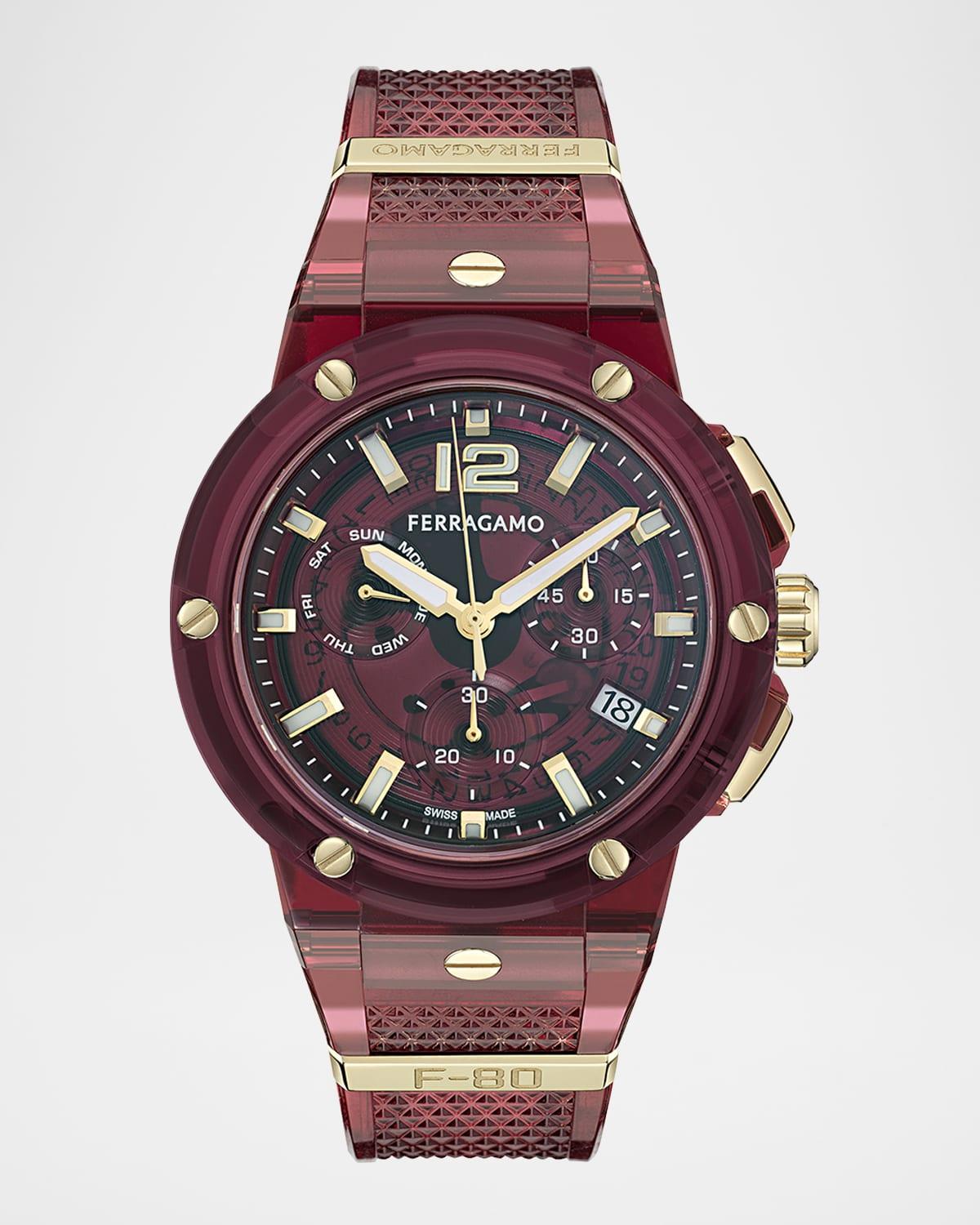 Mens F-80 44MM Translucent Burgundy Bioplastic Chronograph Watch Product Image