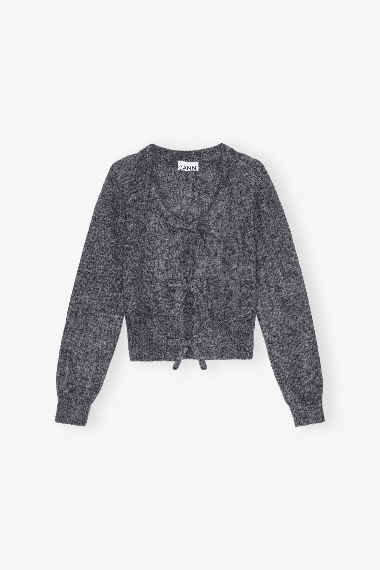 Grey Light Mohair Tie String Cardigan Product Image