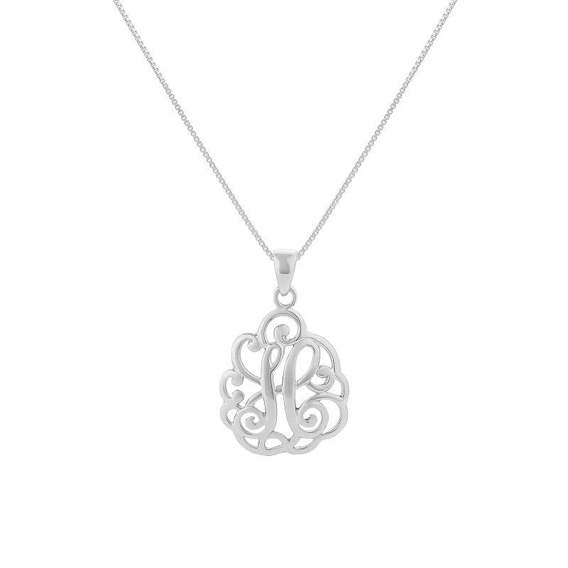PRIMROSE Sterling Silver Monogram Initial Pendant Necklace, Women's, Size: 18", Silver Tone F Product Image