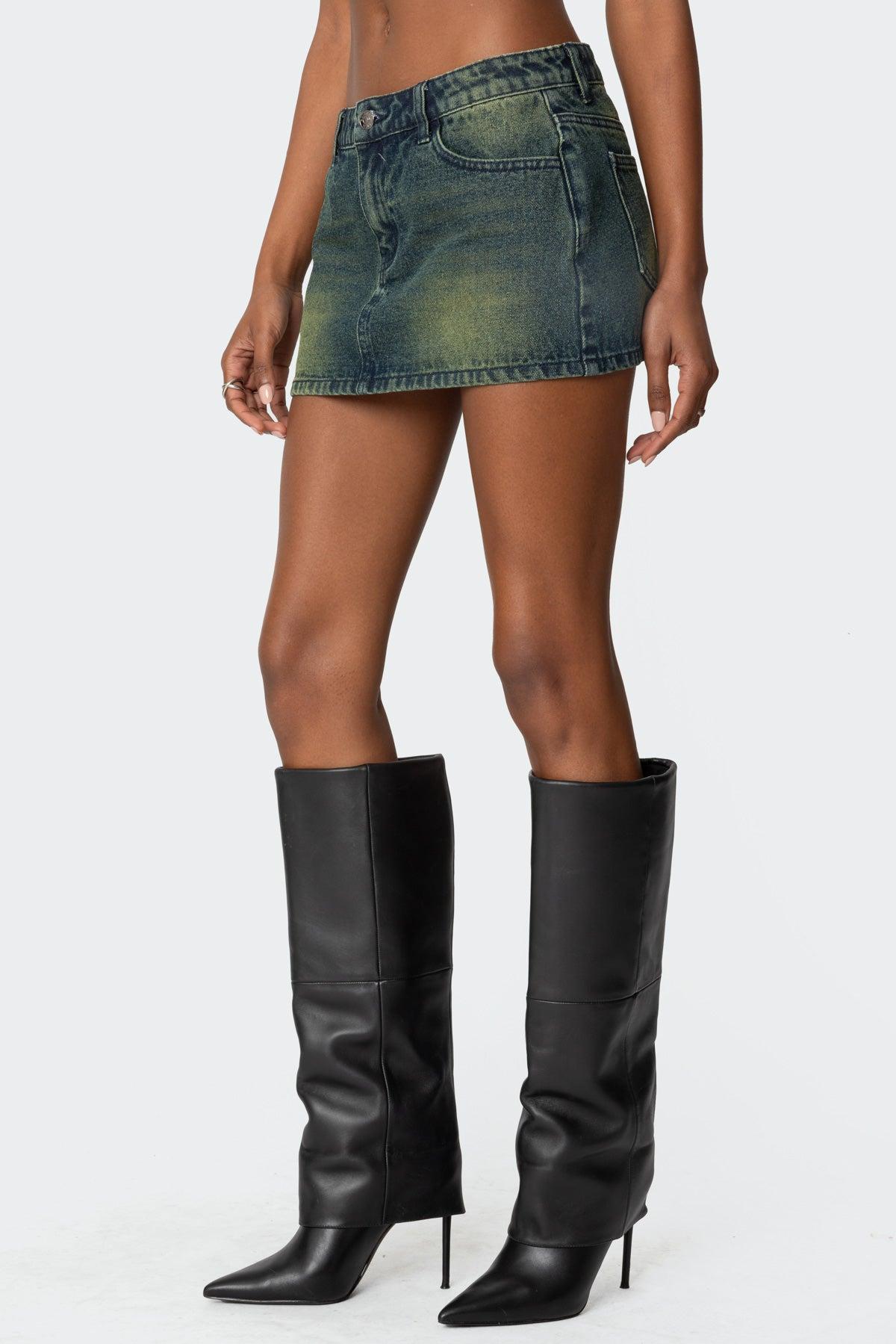 Riviere Washed Denim Mini Skirt Product Image