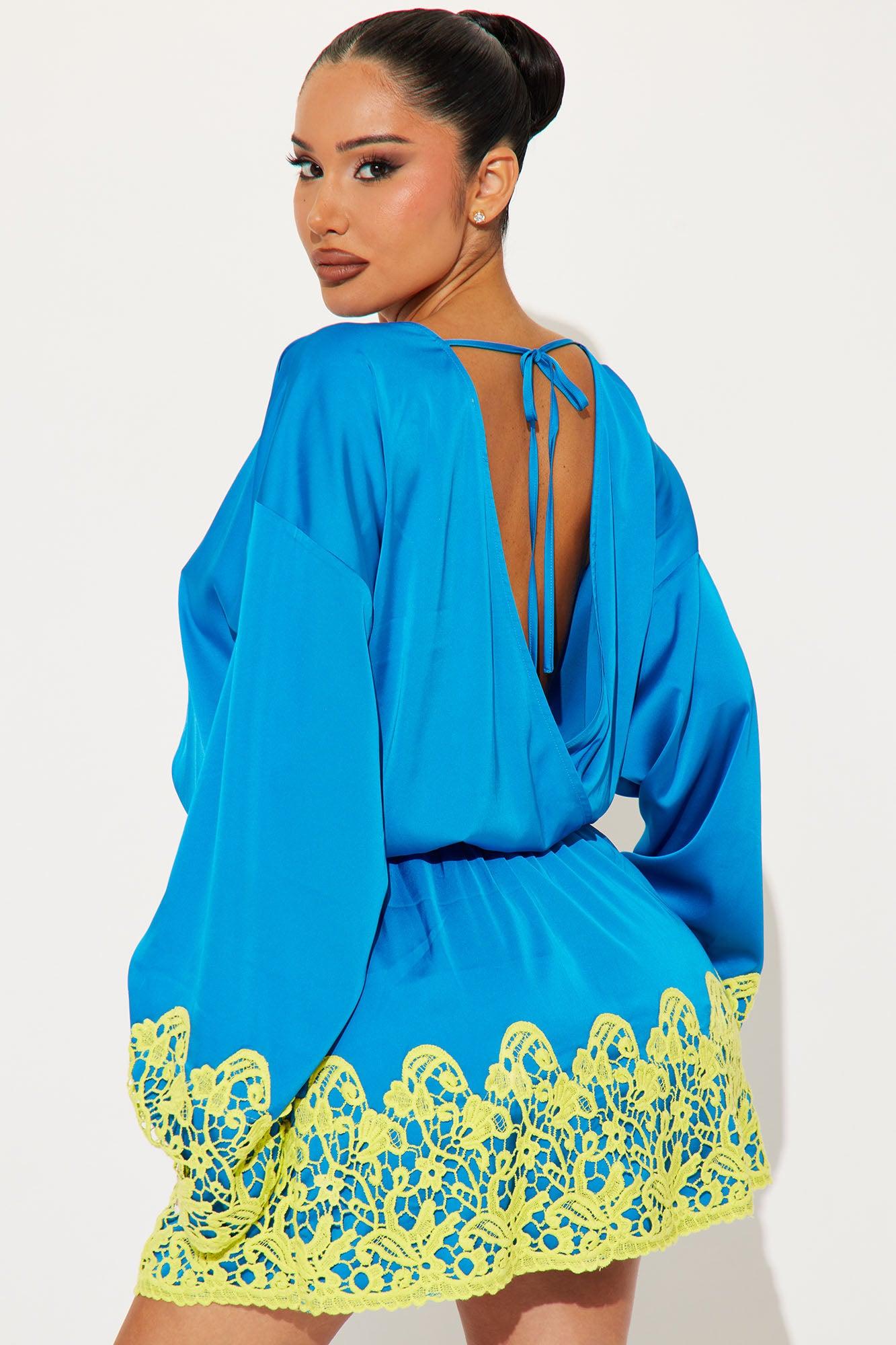 Sweet Addiction Satin Mini Dress - Blue/combo Product Image