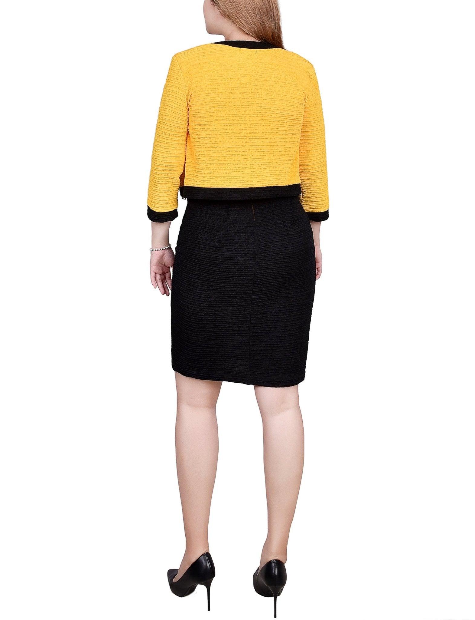 Black Lemon 3/4 Sleeve Textured Knit 2 Piece Dress Set - Petite Product Image