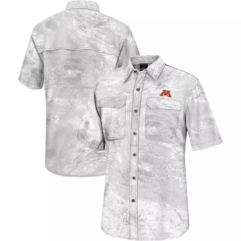 Men's Colosseum White Minnesota Golden Gophers Realtree Aspect Charter Full-Button Fishing Shirt,  Product Image