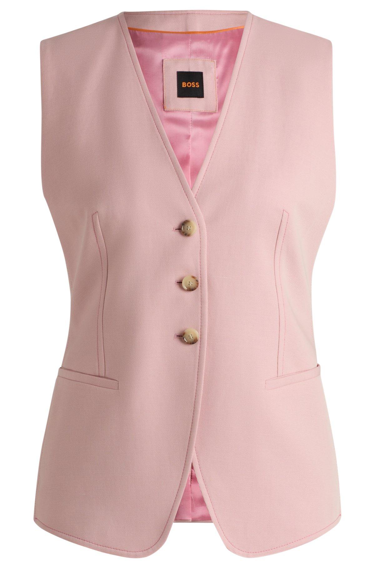 BOSS - Single-breasted waistcoat with adjustable strap - Light Purple Product Image