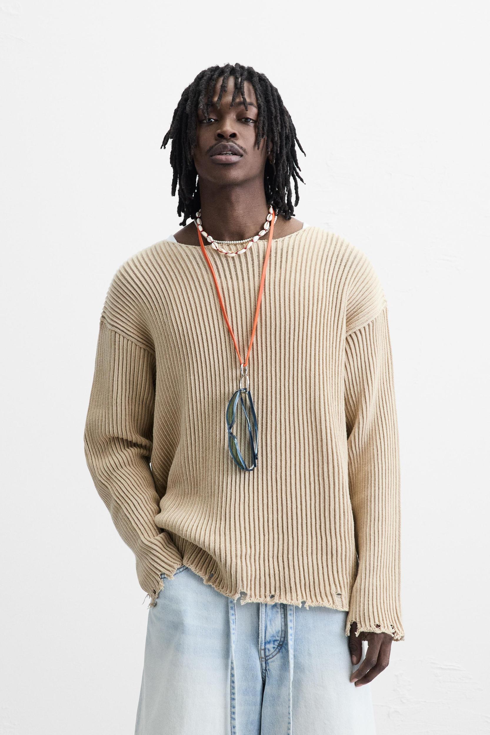 RIBBED DISTRESSED SWEATER Product Image