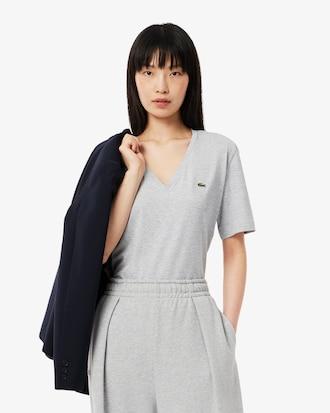 Relaxed Fit Soft Cotton V Neck T-shirt Product Image