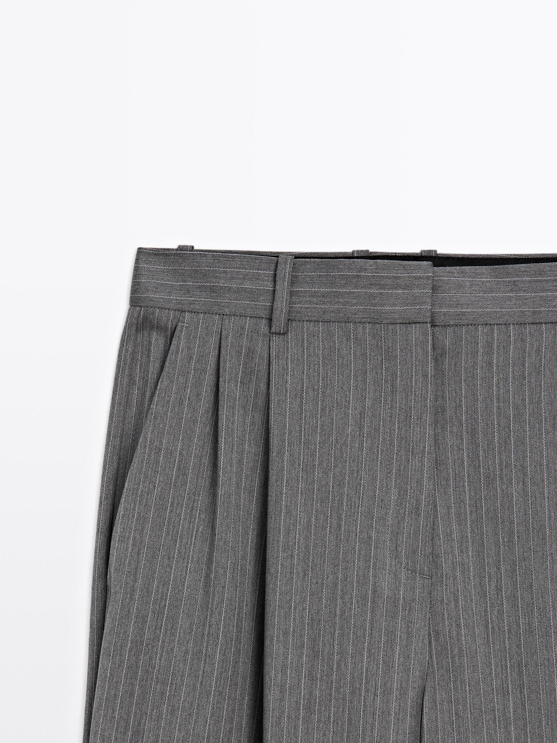100% wool pinstripe trousers Product Image