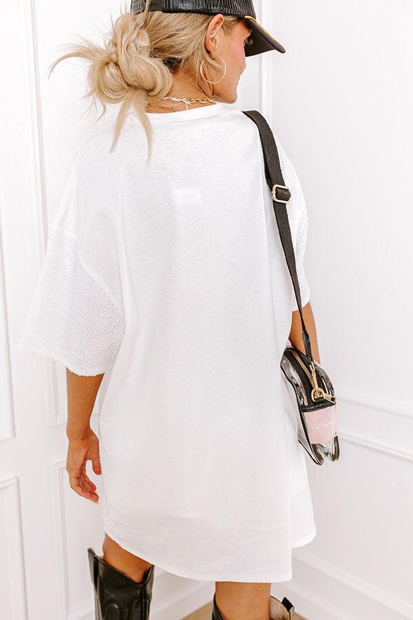 Football Season Sequin Mini Dress in White Product Image