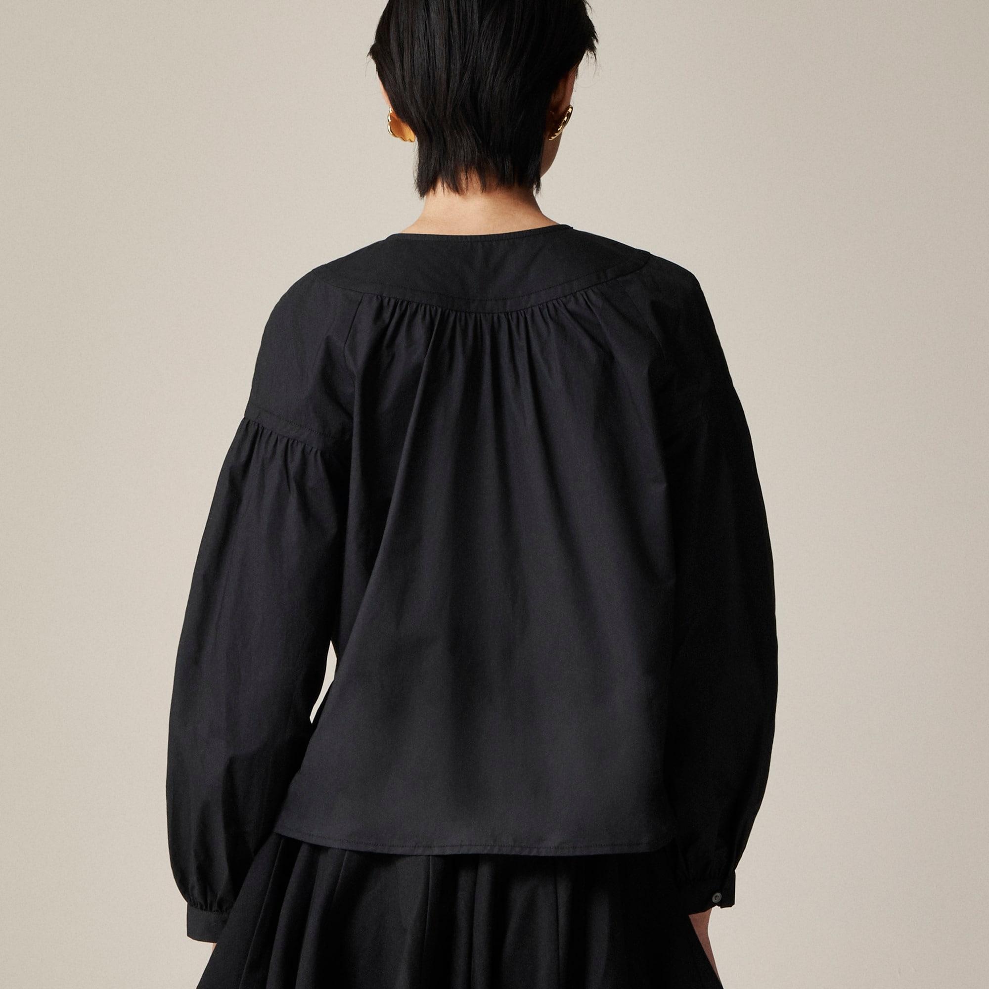 Shirred popover top in cotton poplin Product Image