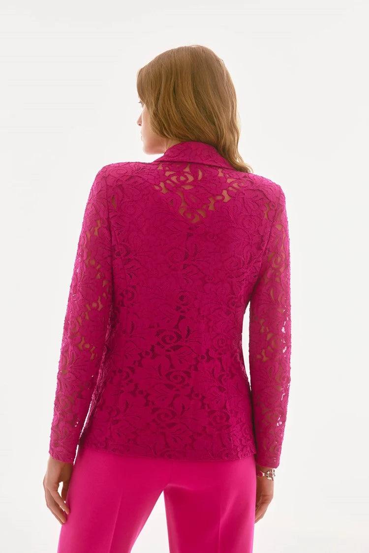 Signature Stretched Lace Fitted Blazer - Geranium Product Image