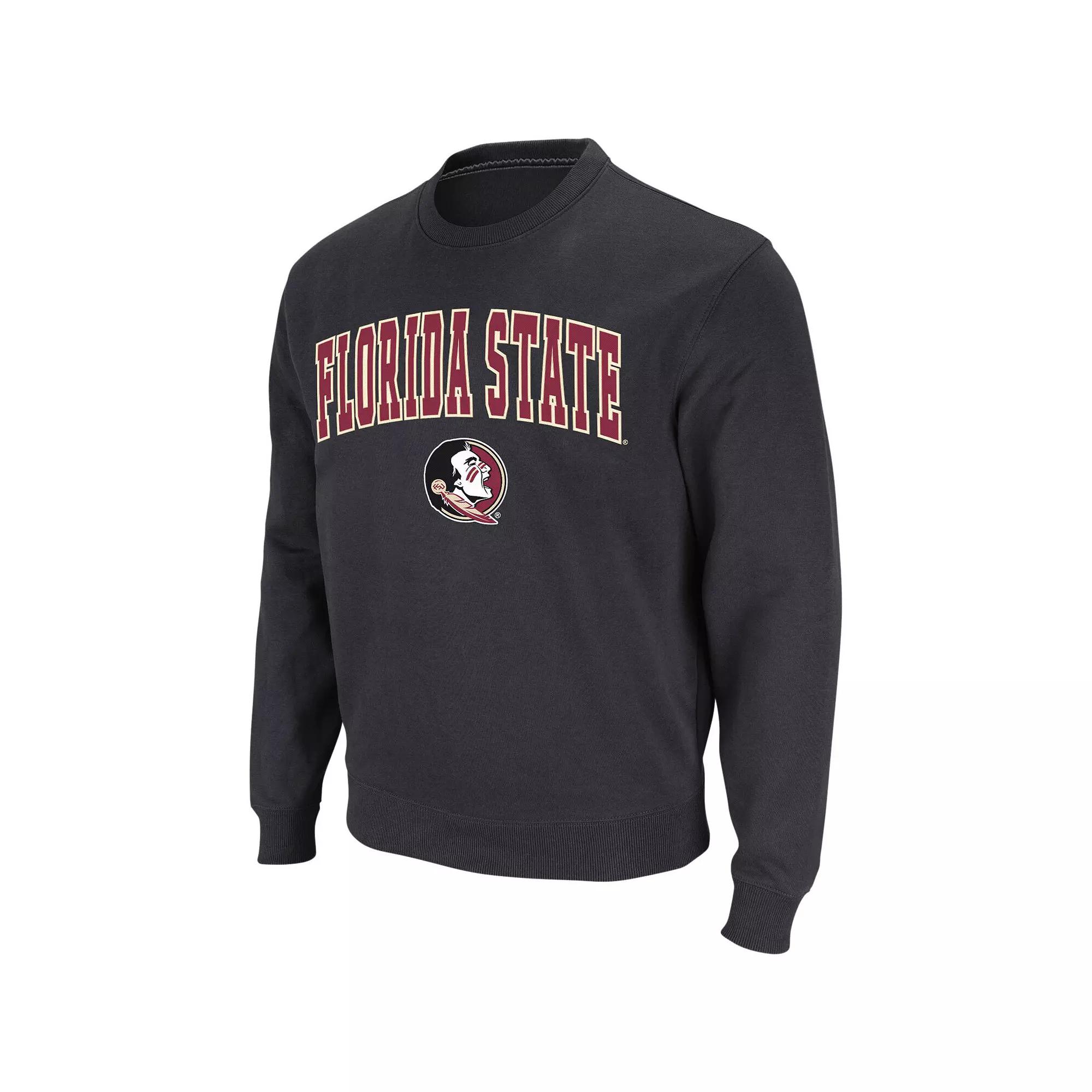 Men's Colosseum Black Iowa Hawkeyes Arch & Logo Crew Neck Sweatshirt,  Product Image