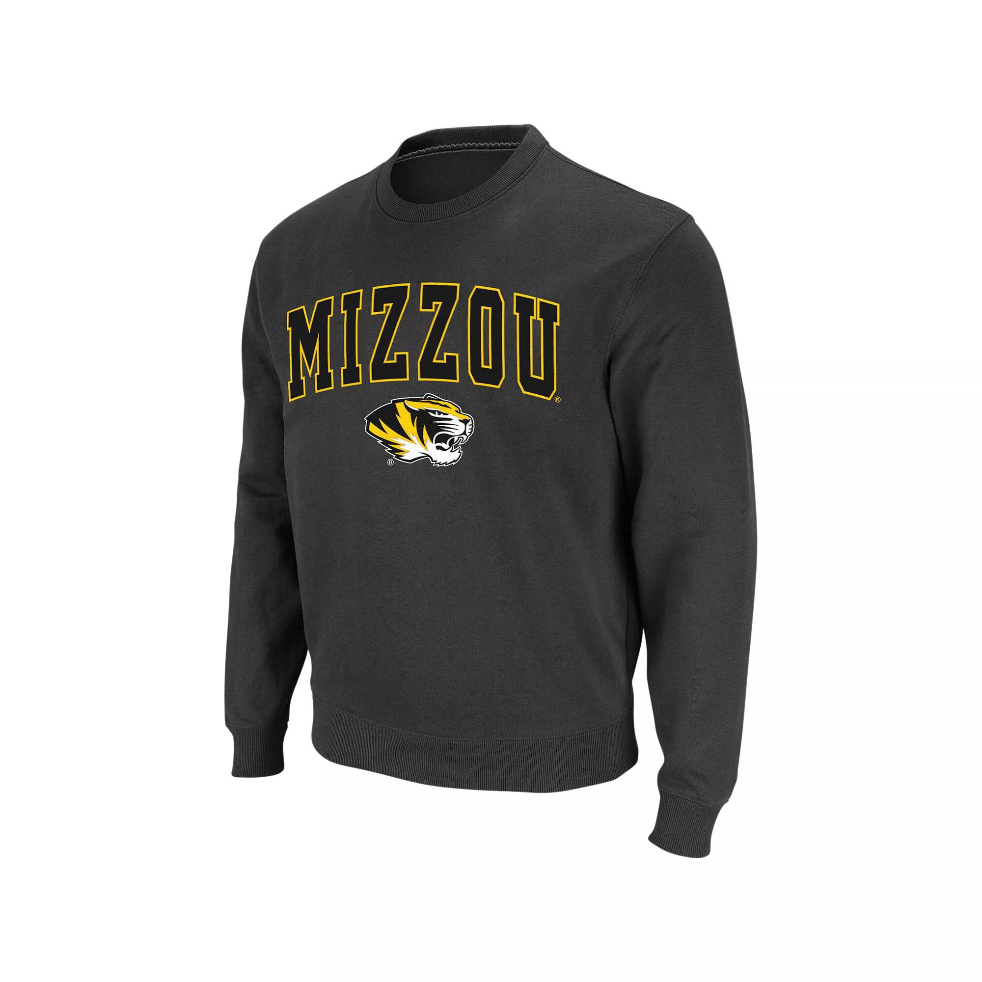 Men's Colosseum Black LSU Tigers Arch & Logo Crew Neck Sweatshirt,  Product Image