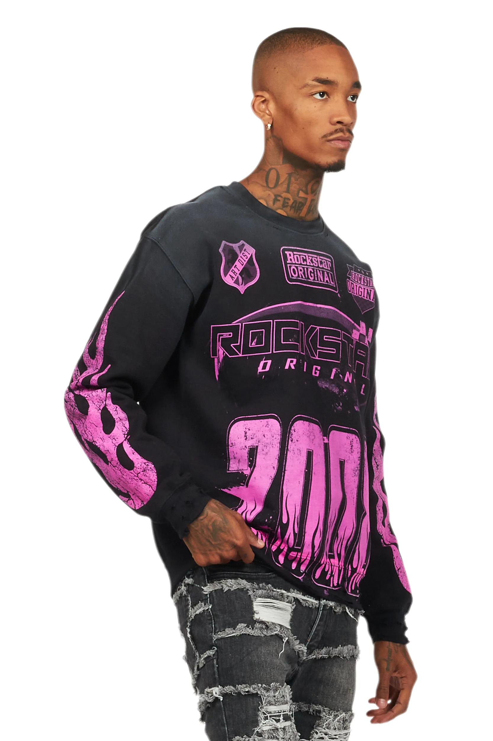 Amos Black/Pink Graphic Crewneck Male Product Image