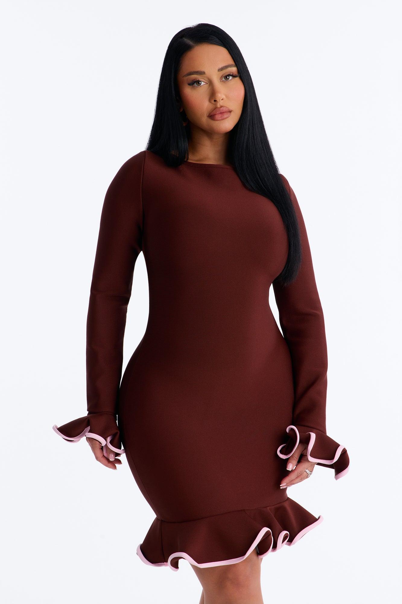 Maddie Bandage Mini Dress - Chocolate Female Product Image