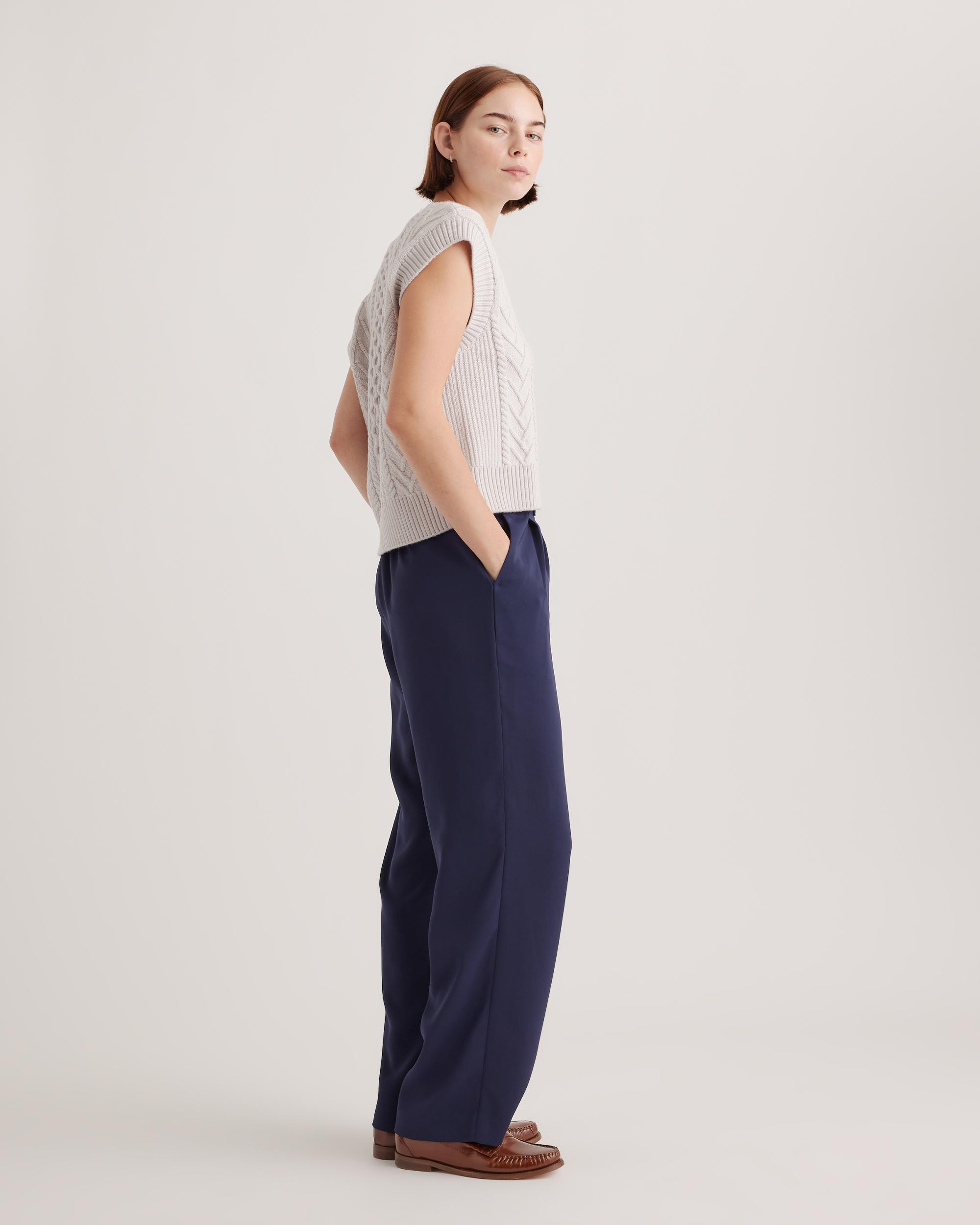 Quince | Women's Stretch Crepe Pleated Wide Leg Pants Recycled Polyester Product Image