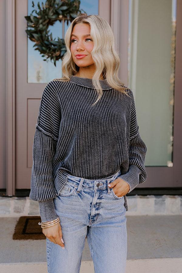 Vermont Bound Vintage Wash Oversized Sweater in Black Product Image