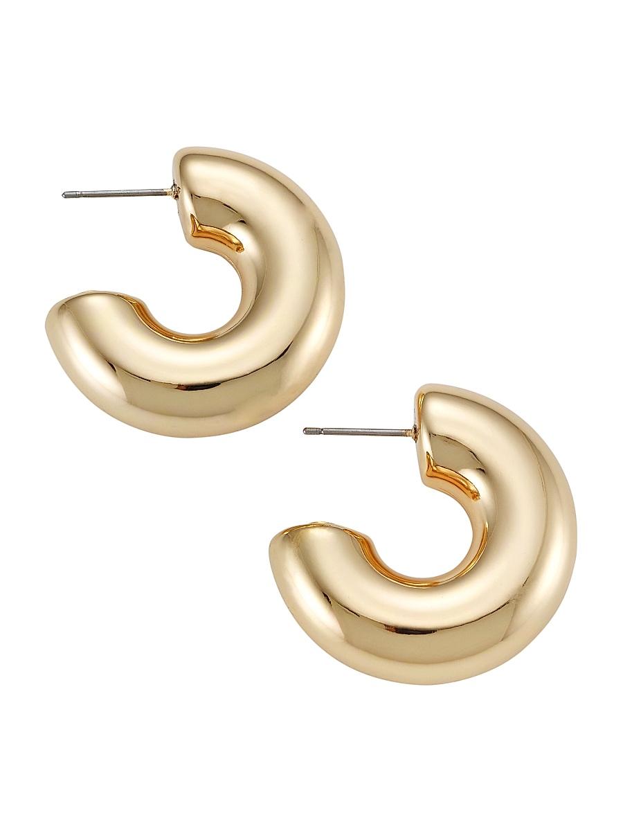 Womens 14K Goldplated Tube Hoop Earrings Product Image