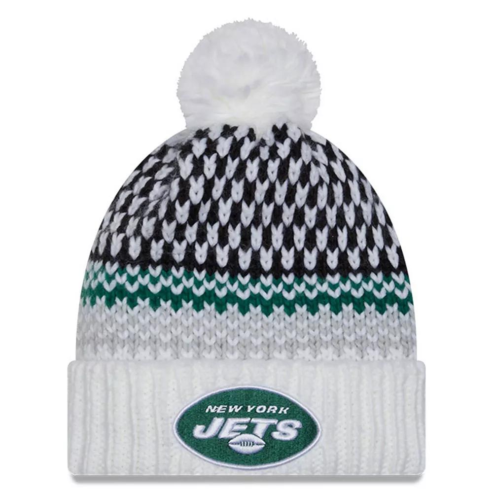 Women's New Era  White New York Jets 2023 Sideline Cuffed Knit Hat with Pom Product Image