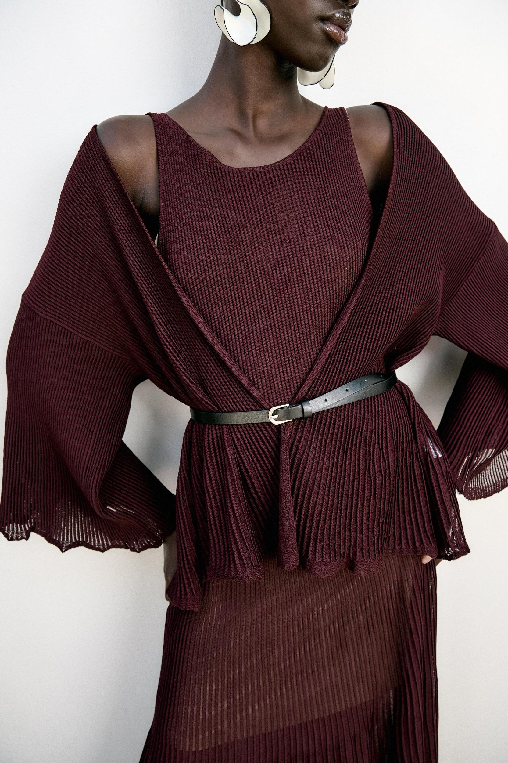 RIB KNIT CARDIGAN WITH BELT Product Image