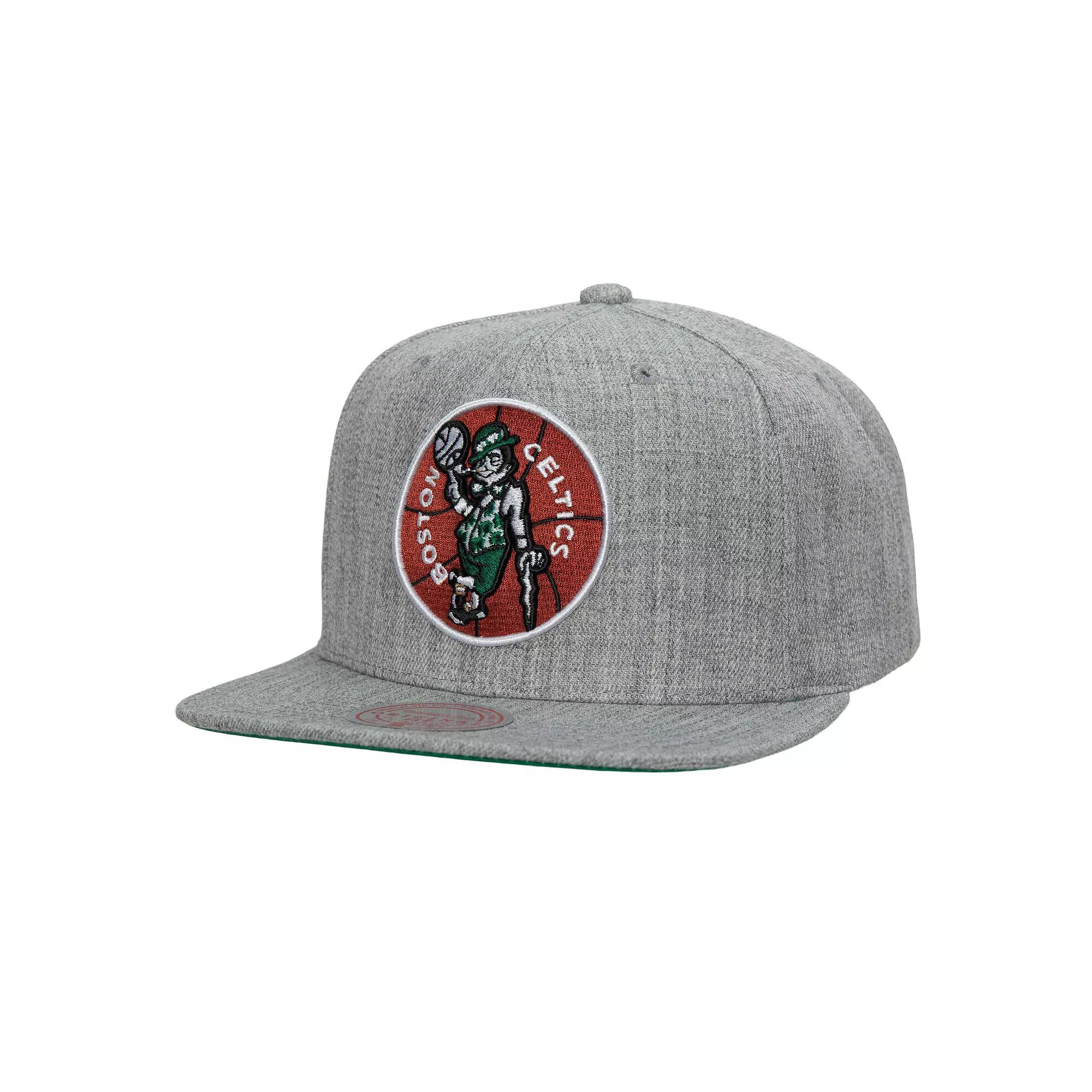 Men's Mitchell & Ness Heather Gray Boston Celtics Hardwood Classics 2.0 Snapback Hat, Grey Product Image