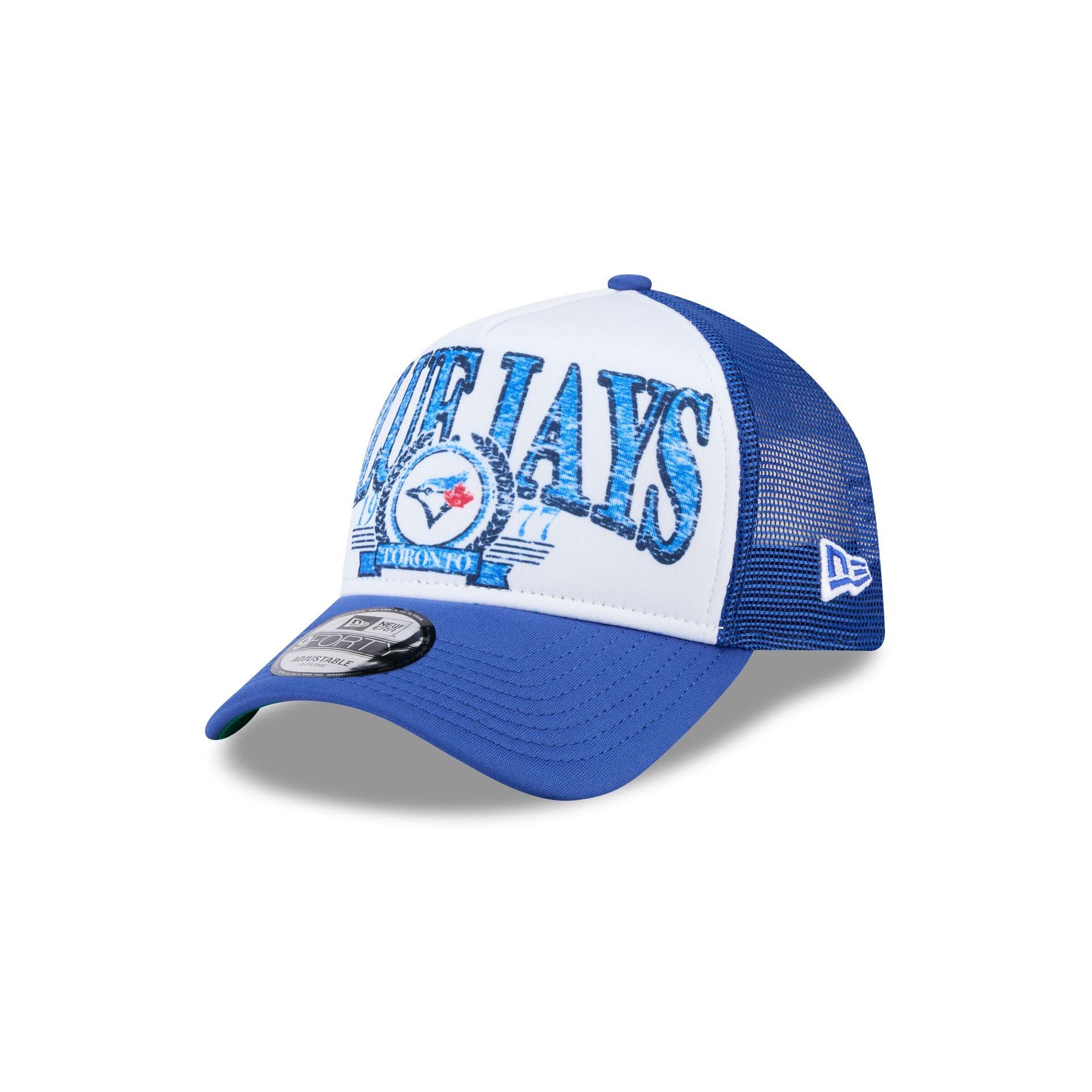 Toronto Blue Jays Distressed 9FORTY A-Frame Trucker Hat Male Product Image